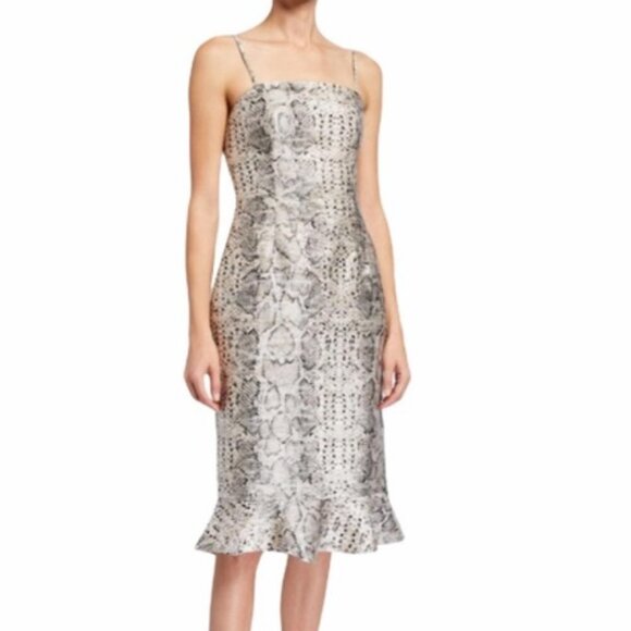 NWT Hutch Etta Ruffle Hem Pencil Print Dress - Picture 1 of 16